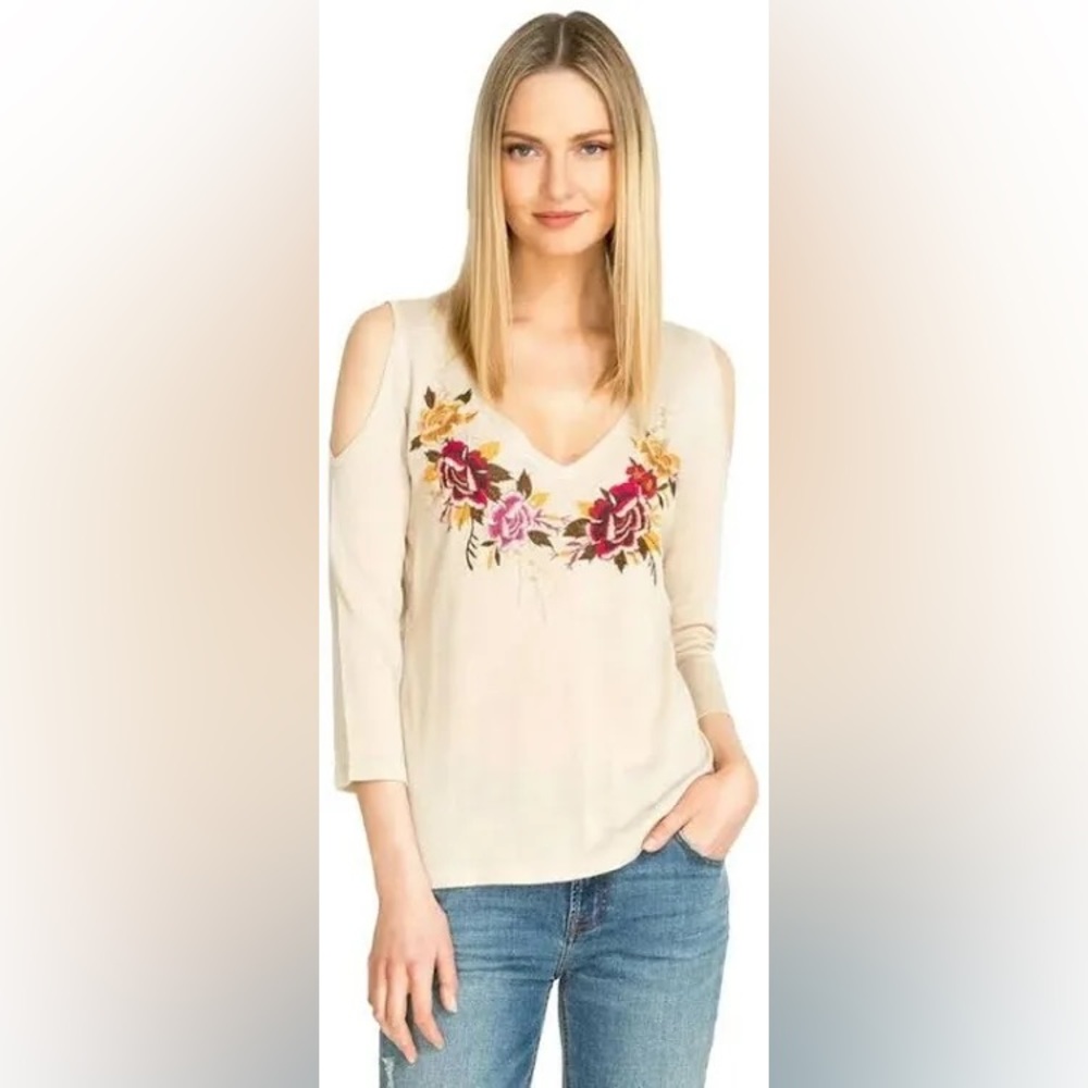 Johnny Was | Embroidered Silk & Cashmere Top